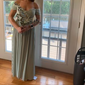 ASOS DESIGN Lace & Pleat Maxi Dress sage green